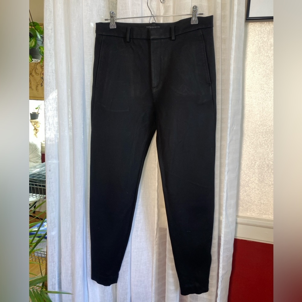 COS Women 32 Regular Black Tapered Pants Rayon Blend Flat Front Zip High Rise - Picture 2 of 11